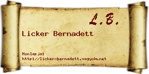 Licker Bernadett névjegykártya